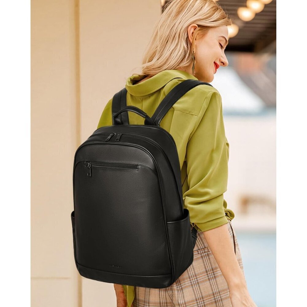 ❤️ Leather Laptop Backpack Purse for Women Designer Travel and Work Bag Laptop - Picture 2 of 8